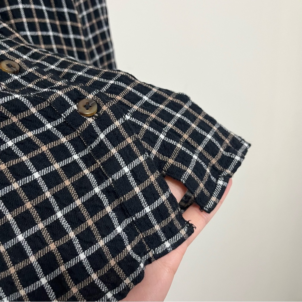 Anthropologie Pilcro Relaxed Plaid Shirt Tunic Button Front Size S Black White - Picture 10 of 16